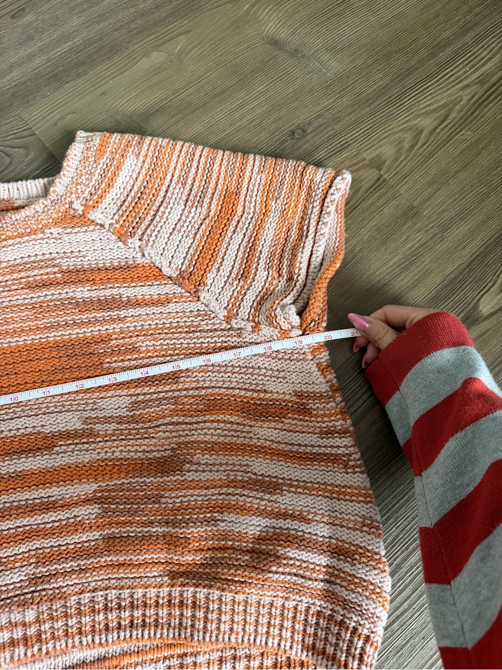 Anthropologie Pink & Orange Striped Knit Crop Top Large - Picture 5 of 6